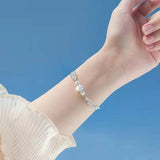 Layer Transfer Bead Bracelet Women's Silver Plated Bracelet