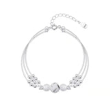 Layer Transfer Bead Bracelet Women's Silver Plated Bracelet