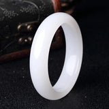 Chinese Natural Jade Hand-Carved Bangle Bracelet Charm Amulet