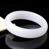 Chinese Natural Jade Hand-Carved Bangle Bracelet Charm Amulet
