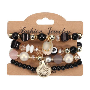 Ethnic Resin Beads Tassels Cuff Bracelet for Women