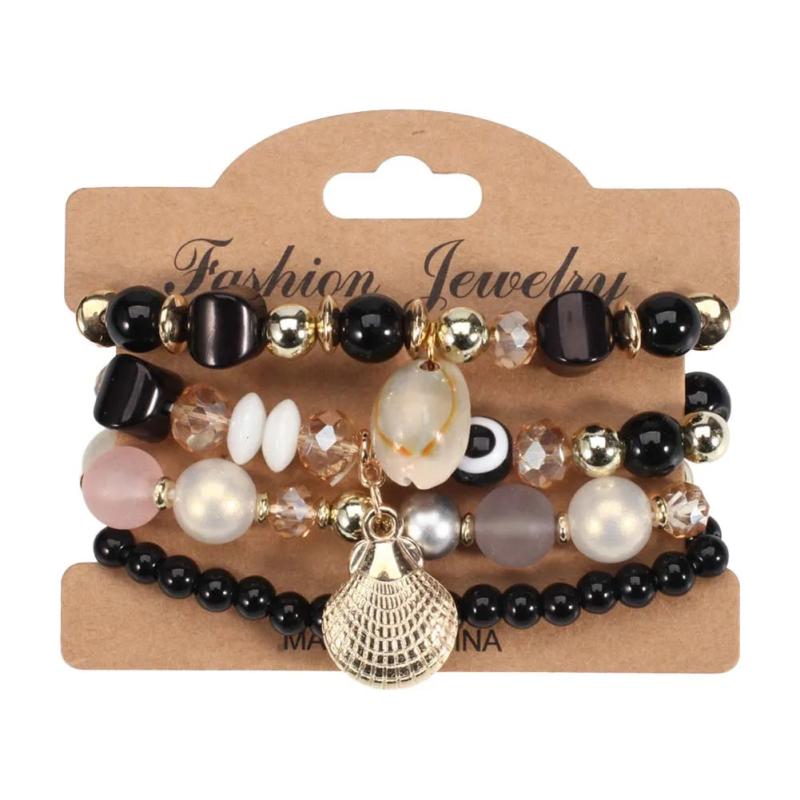 Ethnic Resin Beads Tassels Cuff Bracelet for Women