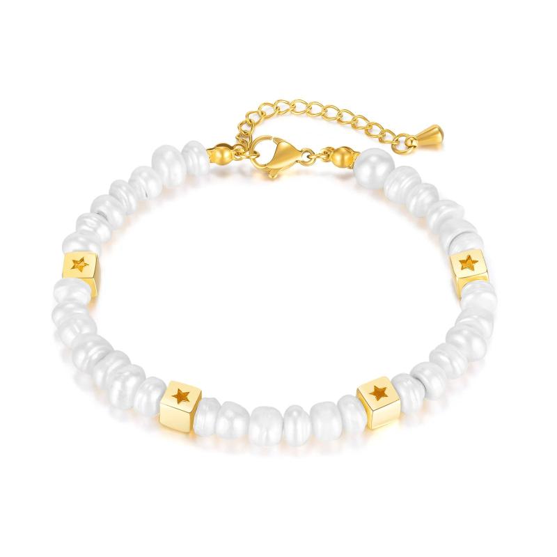Freshwater Pearl Hand Jewelry Copper Square Bracelet for Women