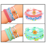 5 PCS Stained Flower Braided Bracelet Set, Adjustable Ethnic Beach Jewelry