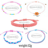 5 PCS Stained Flower Braided Bracelet Set, Adjustable Ethnic Beach Jewelry