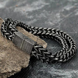 Punk Men Stainless Steel Double-row Keel Magnet Bracelet