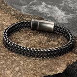 Punk Men Stainless Steel Double-row Keel Magnet Bracelet