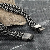 Punk Men Stainless Steel Double-row Keel Magnet Bracelet