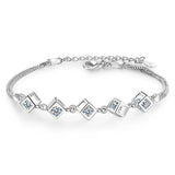 Geometric Square Zircon Bracelet Women Personalized Versatile Love Crystal Brace