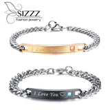 Titanium Steel Zircon Couple Bracelet & Bangles