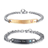 Titanium Steel Zircon Couple Bracelet & Bangles
