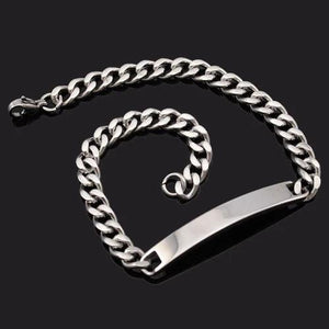 Stainless Steel Chain Link ID Bracelet Women's Jewelry