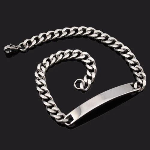 Stainless Steel Chain Link ID Bracelet Women's Jewelry