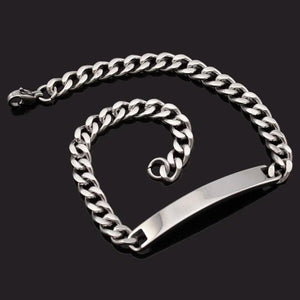 Stainless Steel Chain Link ID Bracelet Women's Jewelry
