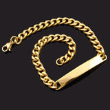 Stainless Steel Chain Link ID Bracelet Women's Jewelry