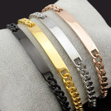 Stainless Steel Chain Link ID Bracelet Women's Jewelry