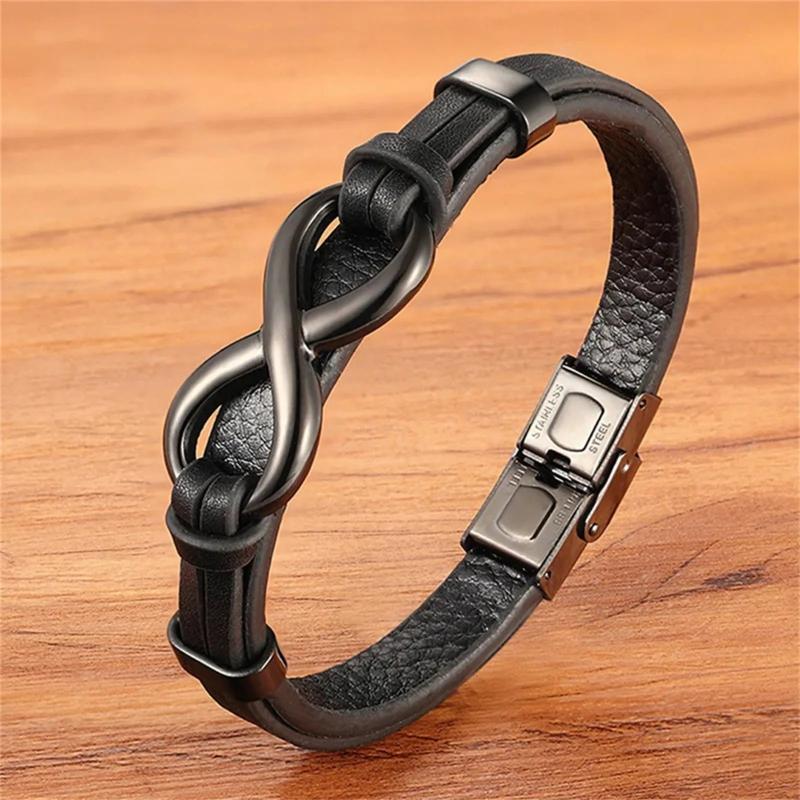 Love Symbol Unisex Leather Bracelet Braided Bangle