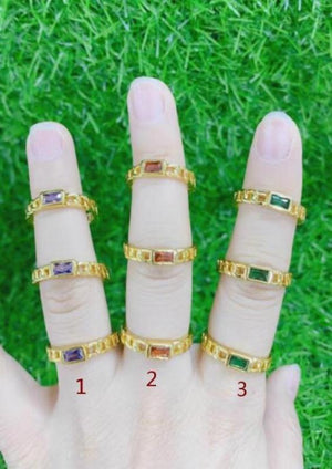 2pcs Lion Lips Women Rings CZ Crystal Chunky Rings Opening Ring