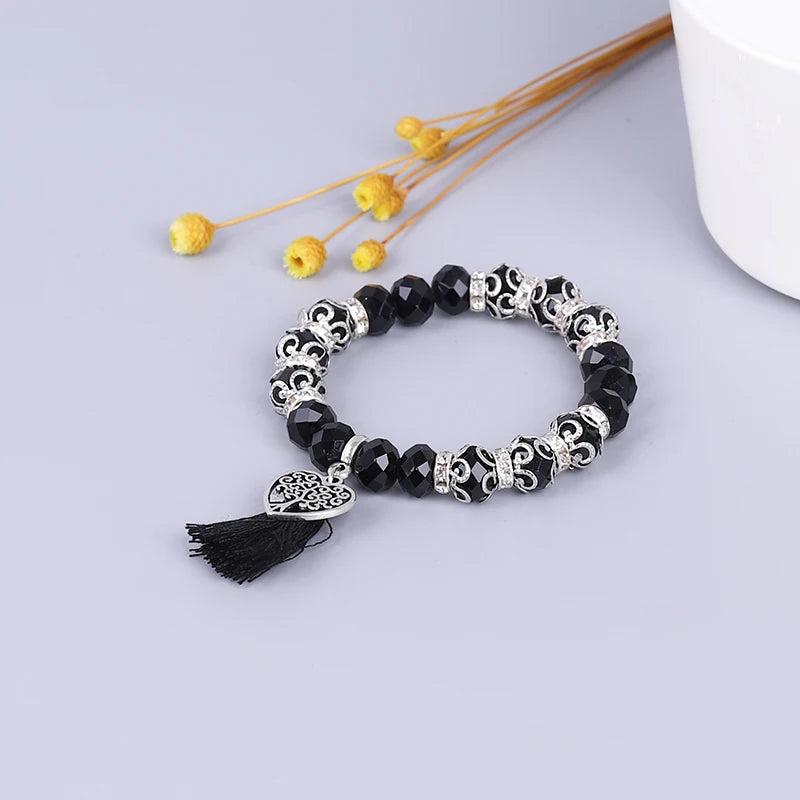 Crystal Resin Charm Bracelets Ladies Boho Jewelry Tassel Pendant