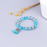 Crystal Resin Charm Bracelets Ladies Boho Jewelry Tassel Pendant