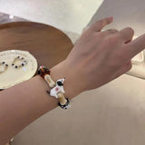 Vintage Cartoon Dog Ceramics Braid Bracelet for Women Girls
