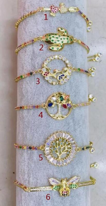 CZ Chain Cactus Bee Crystal Micro Pave Chokers Bracelet Cubic Zirconia Jewelry