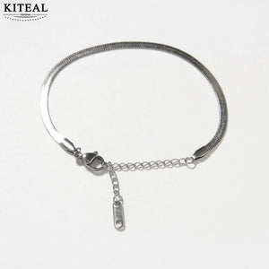 Stainless Steel Women's Flat Snake Chain Bracelet