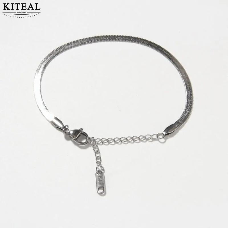 Stainless Steel Women's Flat Snake Chain Bracelet