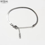 Stainless Steel Women's Flat Snake Chain Bracelet
