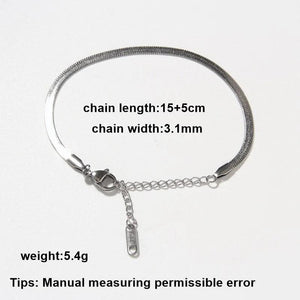 Stainless Steel Women's Flat Snake Chain Bracelet