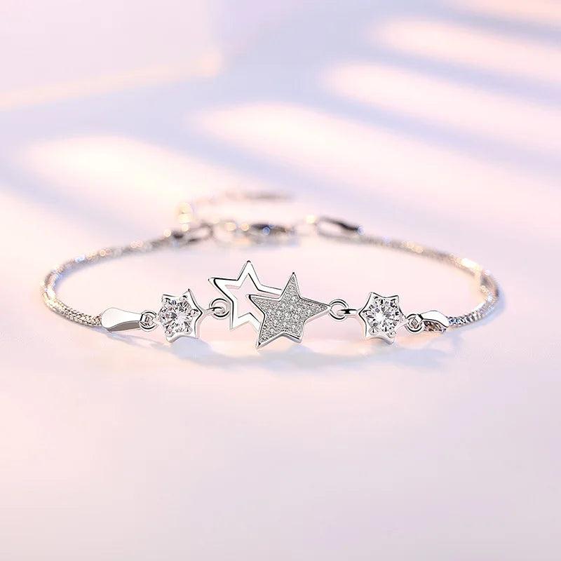 Crystal Pentagram Bracelet Women Sweet Peach Blossom Birthday Gift