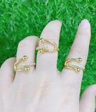 2pcs Palm Women Rings CZ Crystal Chunky Rings Opening Ring Jewelry
