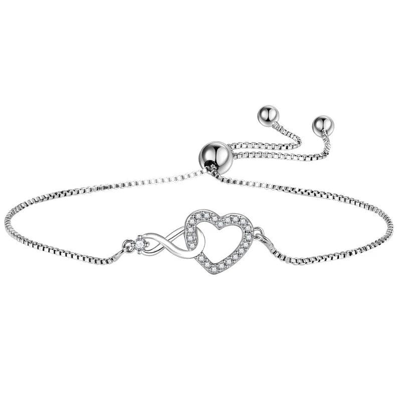 Heart Shaped Bracelets Women Crystal Zircon Jewelry