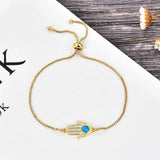 KAMAF Fatima Hand Evil Eye Opal Charm Bracelet Wedding Jewelry Party
