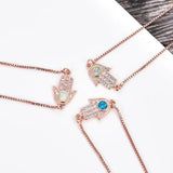 KAMAF Fatima Hand Evil Eye Opal Charm Bracelet Wedding Jewelry Party