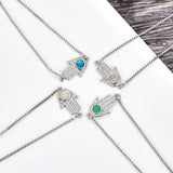 KAMAF Fatima Hand Evil Eye Opal Charm Bracelet Wedding Jewelry Party