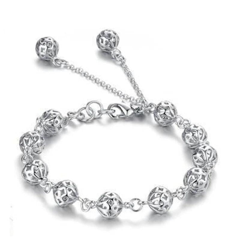 Hollow Out Ball Bracelets Ethnic Retro Silver Plated Birthday Jewelry