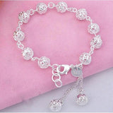 Hollow Out Ball Bracelets Ethnic Retro Silver Plated Birthday Jewelry