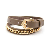 Leather Bracelet Wrap Thick Chain Short Wide Bracelet For Women