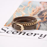 Leather Bracelet Wrap Thick Chain Short Wide Bracelet For Women
