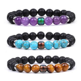 Natural Gemstone Bracelet Amethysts Tiger Eye Lapis Lazuli Yoga Bracelet