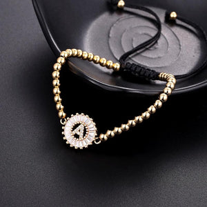 CZ 26 Alphabet Letter Charm Bracelet Copper A-Z Initial Chain Women