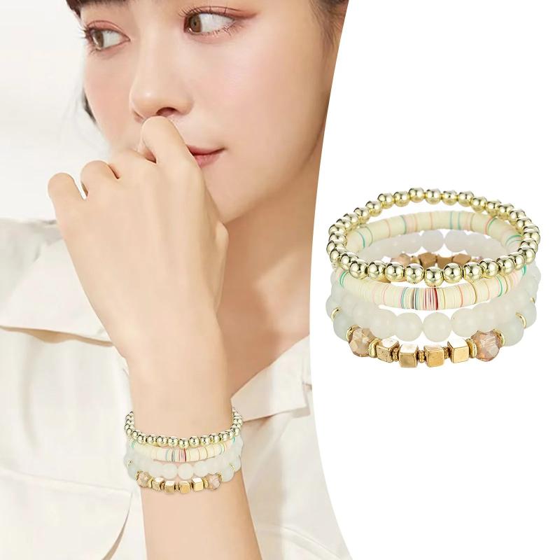 Multilayer Stackable Bead Bracelets Set Multicolor Jewelry