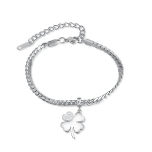 Stainless Steel Clover Pendant Bracelet