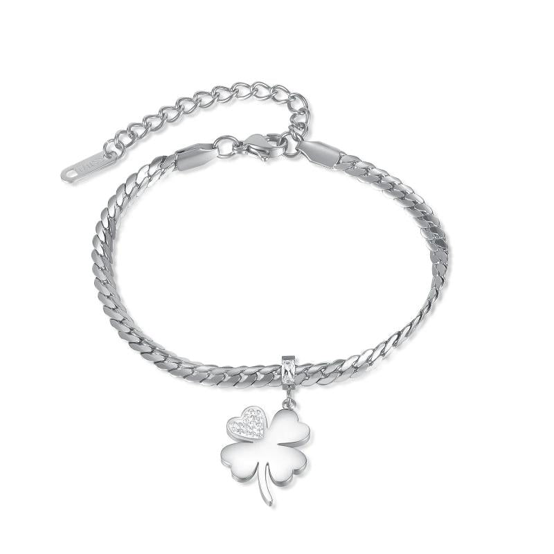 Stainless Steel Clover Pendant Bracelet