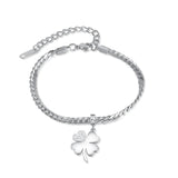 Stainless Steel Clover Pendant Bracelet