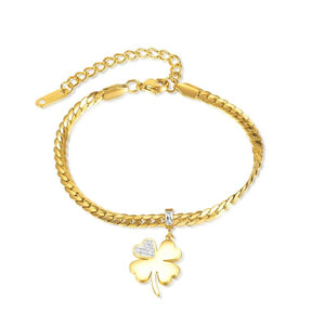 Stainless Steel Clover Pendant Bracelet