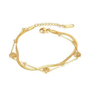 Retro Snake Bones Chain Bracelet Stainless Steel Double Layer Tree of Life