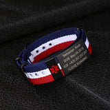 Custom Medical Alert Bracelet Engraved Nylon Wristband