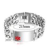 Men's Medical Alert ID Tag Bracelet Stainless Steel Bangle Wrist Cuba Link